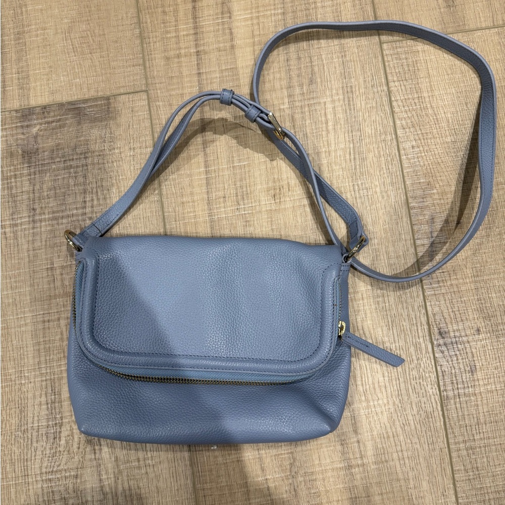 Blue Leather Shoulder Bag